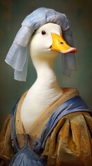 Canvas Print - Animal goose portrait human.