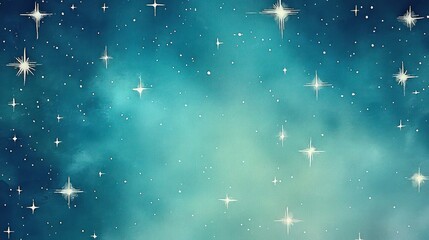 Wall Mural - a celestial scene with a gradient from midnight blue to light cyan, peppered with bright silver star