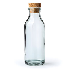 Wall Mural - A glass water bottle with cork lid on an isolated white background