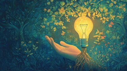 Wall Mural - sustainable energy green leaves. generative ai