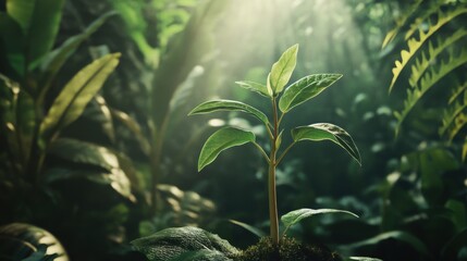 Wall Mural - young plant growing. generative ai
