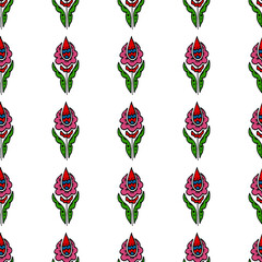 Seamless pattern. Folk ornament. Pattern in hand drawn style