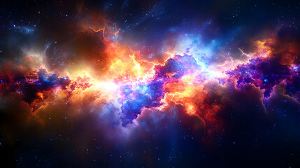 Wall Mural - A Vibrant Nebula Swirling Through the Cosmic Void, A Cosmic Tapestry of Color and Light