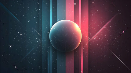 Wall Mural - Abstract Space Background with a Glowing Planet and Striped Lines
