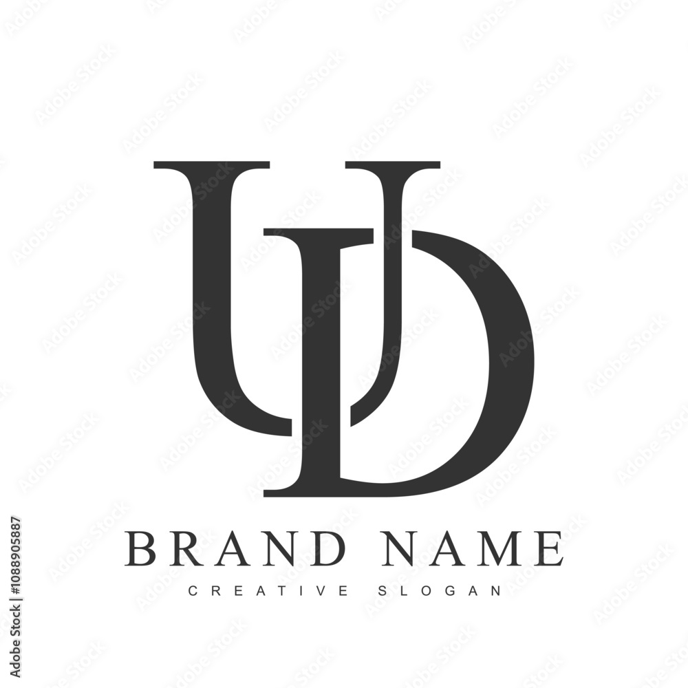 UD trendy logotype template. Initial letter u and d classic font style ...