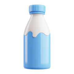 Wall Mural - blue bottle of milk mock up 3d render icon isolated on transparent background cutout