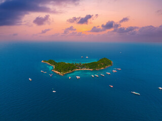 Aerial view beautiful island Koh Sak, Pattaya Thailand. Concept travel landscape paradise beach of Thai