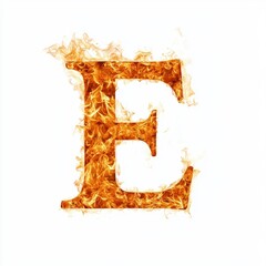 Wall Mural - a fiery letter 'e' made of flames on a white background.