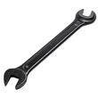 © Tanicsean - A black, dual-ended open spanner with a durable metallic finish. Sleek and ergonomic, essential for mechanical adjustments or tightening tasks, set against a transparent background