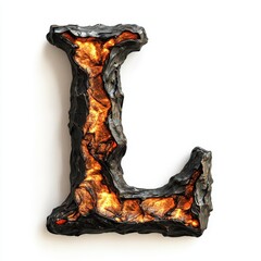 Wall Mural - a stylized letter 'l' with a textured, rocky surface and glowing orange elements.