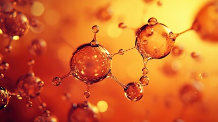 Aufkleber - Abstract representation of molecular structures with a warm, glowing background.