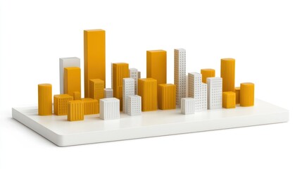 Poster - A 3D model of a city skyline featuring various building shapes and colors.