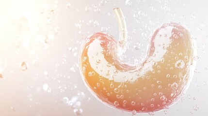 Poster - A stylized representation of a stomach immersed in bubbles, suggesting digestion or health.