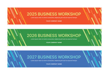 Wall Mural - set of business banner design templates in modern, abstract pattern style for seminar, conference, w