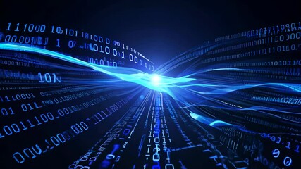 Visual representation of digital data flow in blue