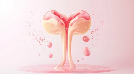 Aufkleber - Abstract representation of a biological structure in a fluid, pink-themed design.