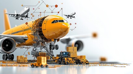 Leinwandbilder - Monitoring global logistics standards through blockchain interface on a tablet enhancing transparency and efficiency in transport operations