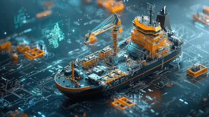 Leinwandbilder - Enhancing supply chain efficiency blockchain-powered tracking system demonstrated in shipping standards industrial environment technology concept