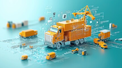 Leinwandbilder - Visualizing blockchain-powered standards in logistics a creative diagram for enhanced understanding in technology and industry