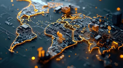 Leinwandbilder - Mapping the future global blockchain nodes overlaying standardization world digital visualization technology landscape innovative concepts