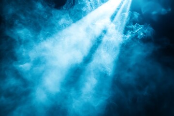 Wall Mural - Abstract Blue Smoke and Light Beams: A Mystical and Ethereal Background