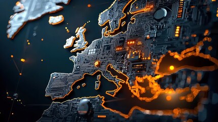 Leinwandbilder - Visualizing blockchain nodes across europe a stylized exploration of connectivity in the digital landscape