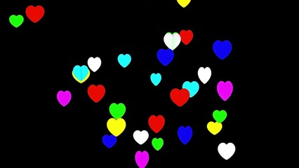 Wall Mural - Beautiful illustration of colorful hearts on plain black background