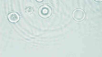 Wall Mural - closeup of falling water drops on transparent white water surface with sunlight reflection, abstract
