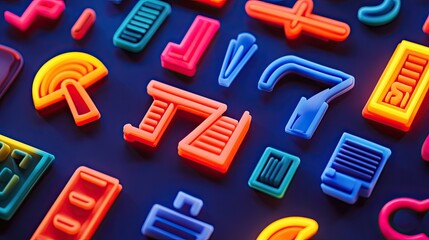 Colorful Neon Symbols Abstract Background Design
