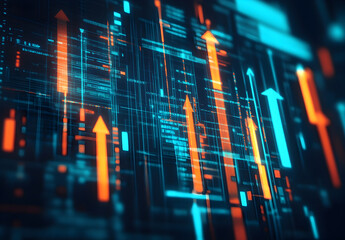 Wall Mural - A digital illustration of arrows representing growth and progress in business technology marketing.