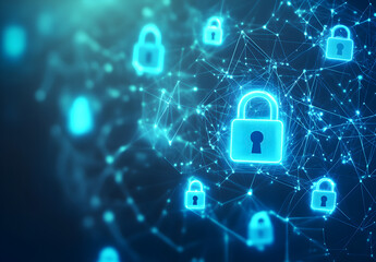 Wall Mural - Futuristic interface displaying secure network
