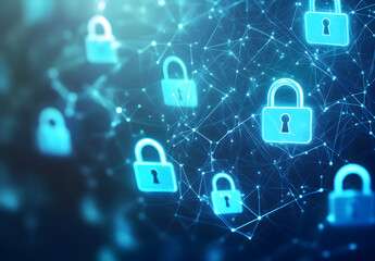 Wall Mural - Futuristic interface displaying secure network