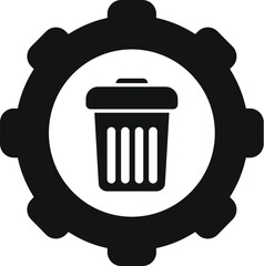 Canvas Print - Recycle bin icon inside gear, representing recycling setting or configuration