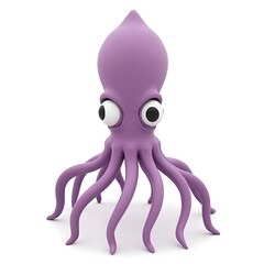 Wall Mural - Purple Cartoon Squid
