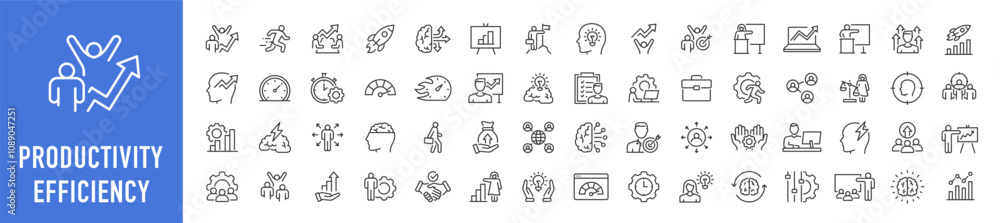 Productivity and Efficiency web icons in line style. Performance ...
