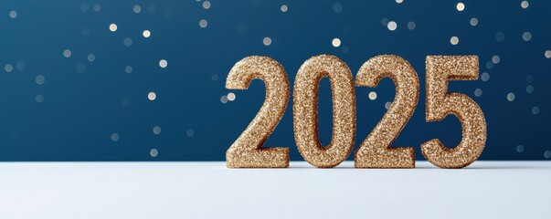 Year-end concept featuring New Year 2025 countdown. A glittering 