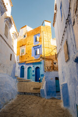 Wall Mural - Street View of Residential houses in Chefchaouen, Morocco