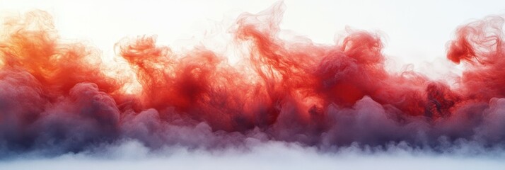 Canvas Print - Red and purple ink swirls in water create a dramatic abstract cloud formation