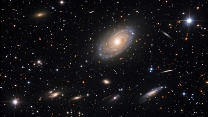 Canvas Print - galaxy cluster in the vastness of outer space, astronomical, nebulae, interstellar