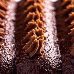 Wall Mural - Macro of the surface of a chocolate cake with visible frosting.