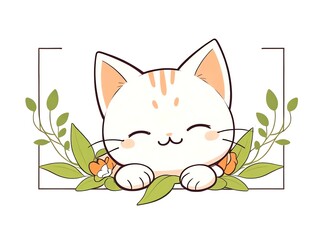 Wall Mural - Adorable Kitten Amidst Blooming Springtime Greenery