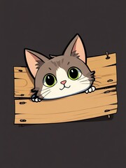 Sticker - Adorable Kitty Peek-a-Boo: A Charming Illustration of a Curious Cat