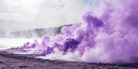 Wall Mural - swirling mist of lavender wafts through an ethereal purple haze, soft, misty, calm, peaceful