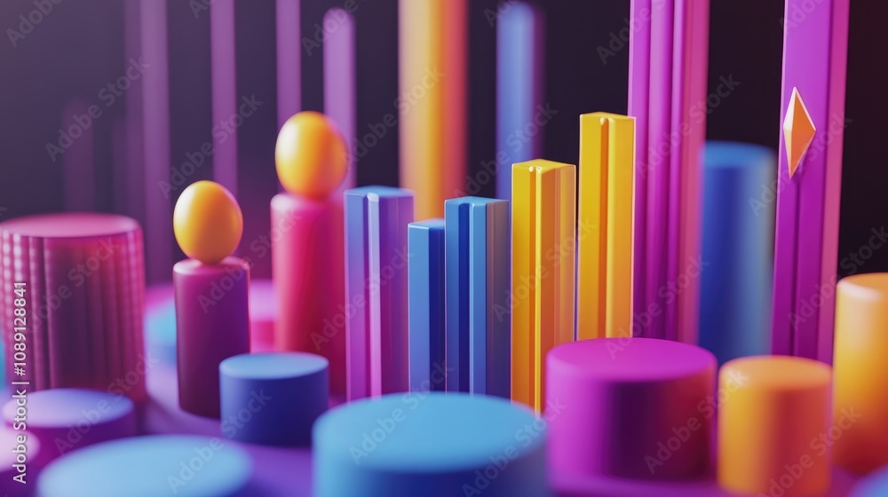 Colorful 3D Bar Graphs and Vibrant Pie Charts Showcasing Data ...