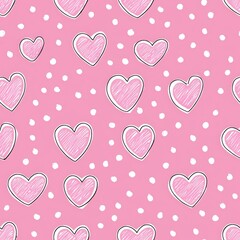 Poster - Pink and white heart pattern.