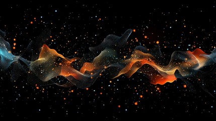 Graphik abstract background for digital data storage, digital neural networks, particle flows, fundamentals of stock technology background