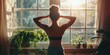 © Stockberry - Mindful stretching routine by a sunny window, soft colors and a calm demeanor, morning peace,