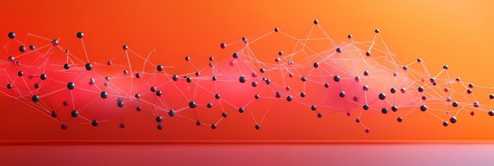 A red background with a bunch of black dots