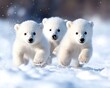 © wudu_8 - Polar bear cubs playing in snowflakes gentle snowfall