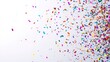 © Alex - Bright multicolored confetti scattered on white background.